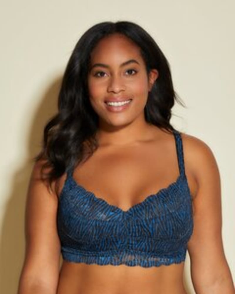 Front of a model wearing a size 1X Sweetie Lace Bralette in Zebra Malawi by Cosabella. | dia_product_style_image_id:253736